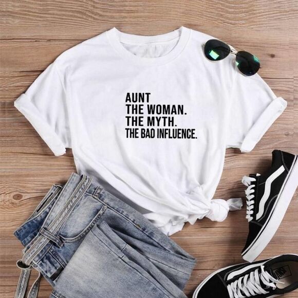 Aunt The Woman Myth Bad Influence Tee Shirt - Picture 3 of 10